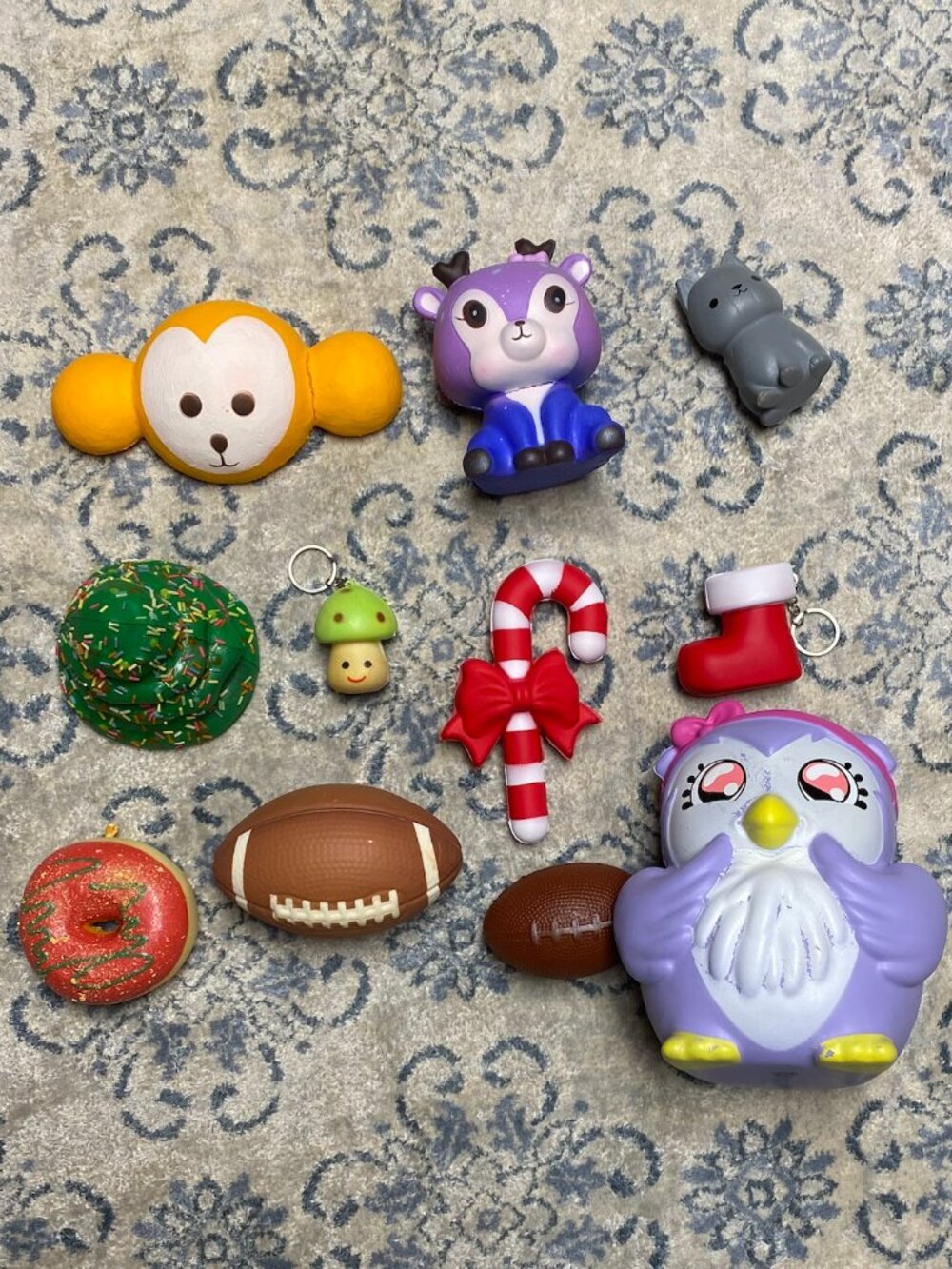 Kawaii Animals, Holiday & Sports Squishy Toy Lot - 11 Piece Set (Mixed Condition
